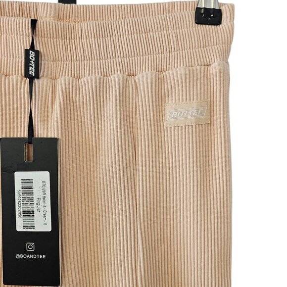 Bo+Tee Womens Ribbed Wide Leg Pull On Pants, Thick, Lined, Cream Pink,Size Small - Picture 3 of 8